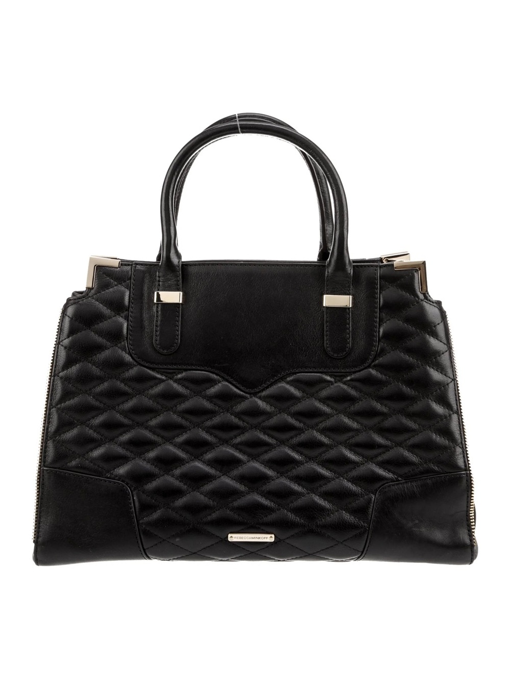 Rebecca Minkoff $345 2015 Amorous Quilted Black Leather Satchel Tote Bag - Picture 4 of 6